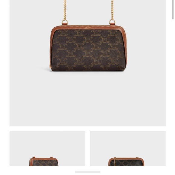 CELINE CLUTCH WITH CHAIN IN TRIOMPHE CANVAS AND LAMBSKIN - Picture 2 of 7